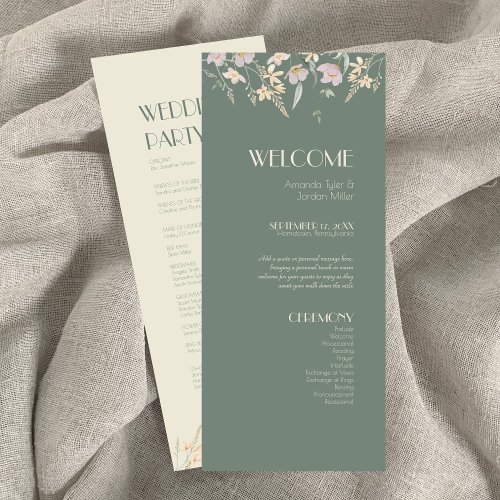 Wildflower Sage Deco Wedding Program
