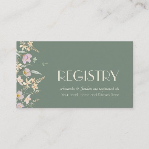 Wildflower Sage Deco Wedding Registry Enclosure Card