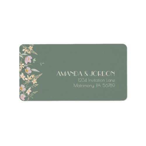 Wildflower Sage Deco Wedding RSVP Address Label