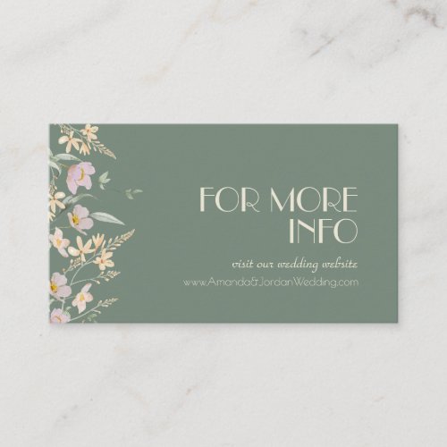 Wildflower Sage Deco Wedding Website Enclosure Card