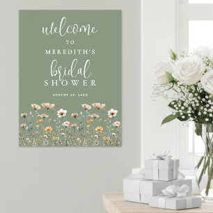 Wildflower Sage Green Bridal Shower Poster