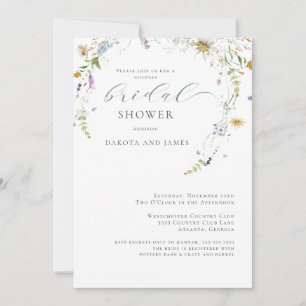  Wildflower Sage Green Couples Bridal Shower Invitation