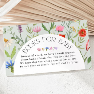 Wildflower Sage Green Floral Books for Baby Shower Enclosure Card