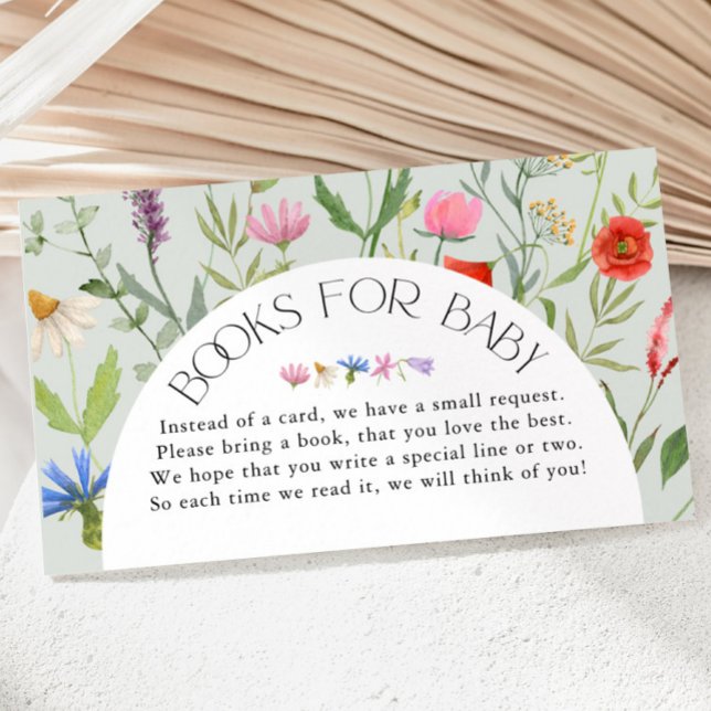 Wildflower Sage Green Floral Books for Baby Shower Enclosure Card (Creator Uploaded)