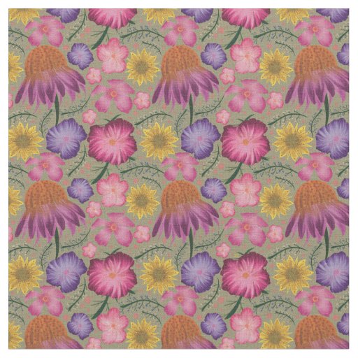 Wildflower Sage Green Floral Pattern Fabric
