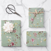 Sage Green Watercolor Leaves Wrapping Paper Sheets