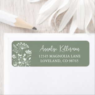 Wildflower Sage Green Return Address Label