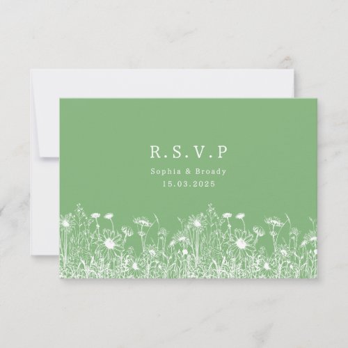 Wildflower Sage Green RSVP Card