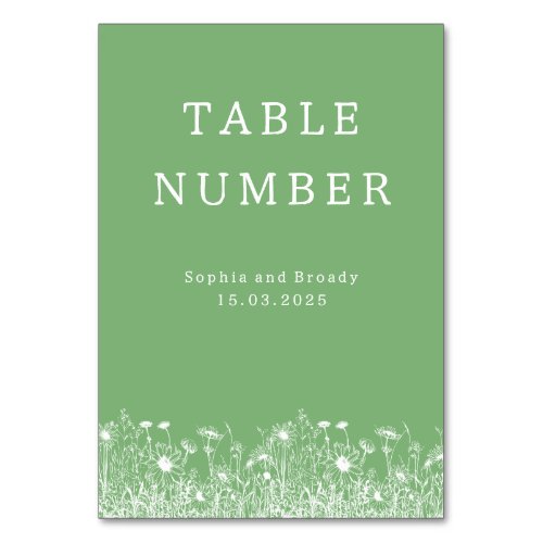 Wildflower Sage Green Table Card
