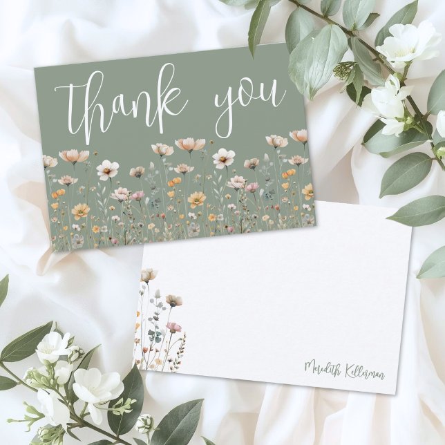 Wildflower Sage Green Thank You Card (Wildflower Sage Green Thank You Card)