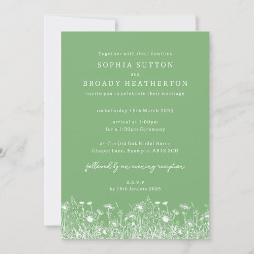 Wildflower Sage Green Wedding Invitation