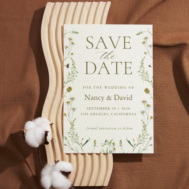 Wildflower Sage Green Wedding  Save The Date (Creator Uploaded)
