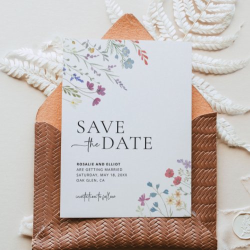 Wildflower Save the Date Boho Save the Date Invitation