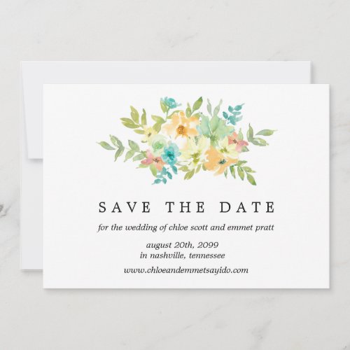 Wildflower Save the Date Card with Photo Back