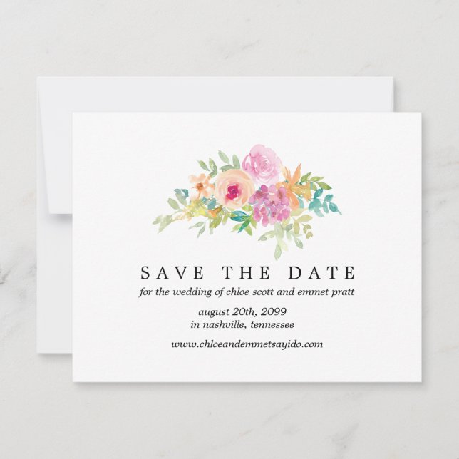 Wildflower Save the Date Card with Photo Back (Front)