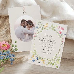 Wildflower Save the Date Photo Letterpress Photo Cards