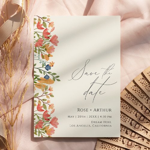 Wildflower Script Save The Date Invitation