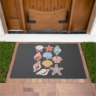 Wildflower Seashell Clam Summer Vibes Floral Beach Doormat