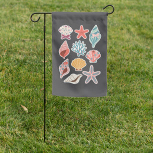 Wildflower Seashell Clam Summer Vibes Floral Beach Garden Flag
