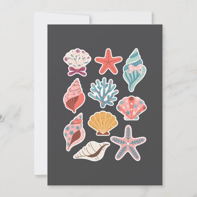 Wildflower Seashell Clam Summer Vibes Floral Beach Invitation (Front)