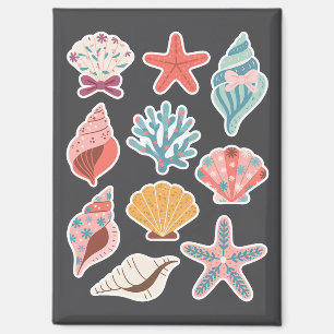 Wildflower Seashell Clam Summer Vibes Floral Beach Magnet