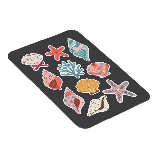 Wildflower Seashell Clam Summer Vibes Floral Beach Magnet (Right Side)