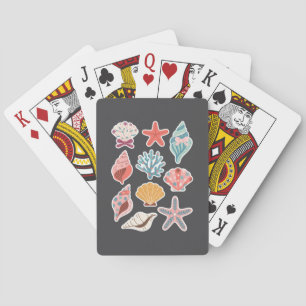 Wildflower Seashell Clam Summer Vibes Floral Beach Poker Cards