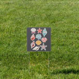 Wildflower Seashell Clam Summer Vibes Floral Beach Sign