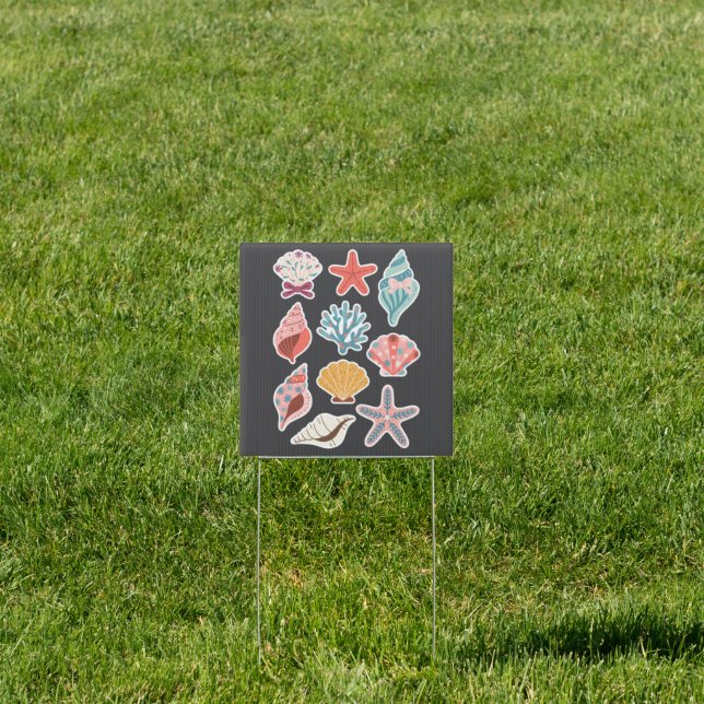 Wildflower Seashell Clam Summer Vibes Floral Beach Sign (Insitu)