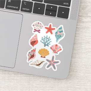 Wildflower Seashell Clam Summer Vibes Floral Beach Sticker