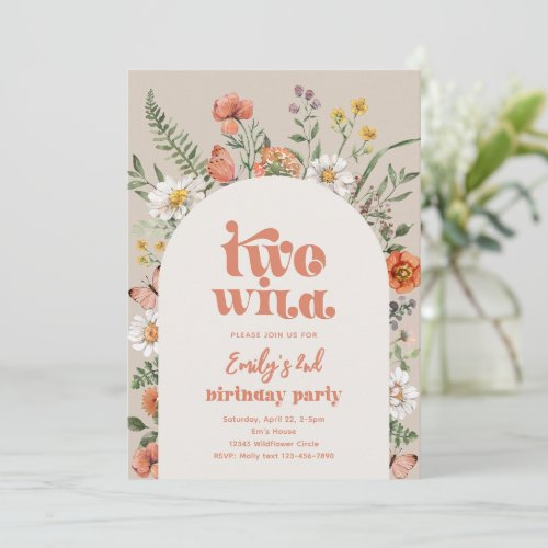 Wildflower Second Birthday Party Invitation