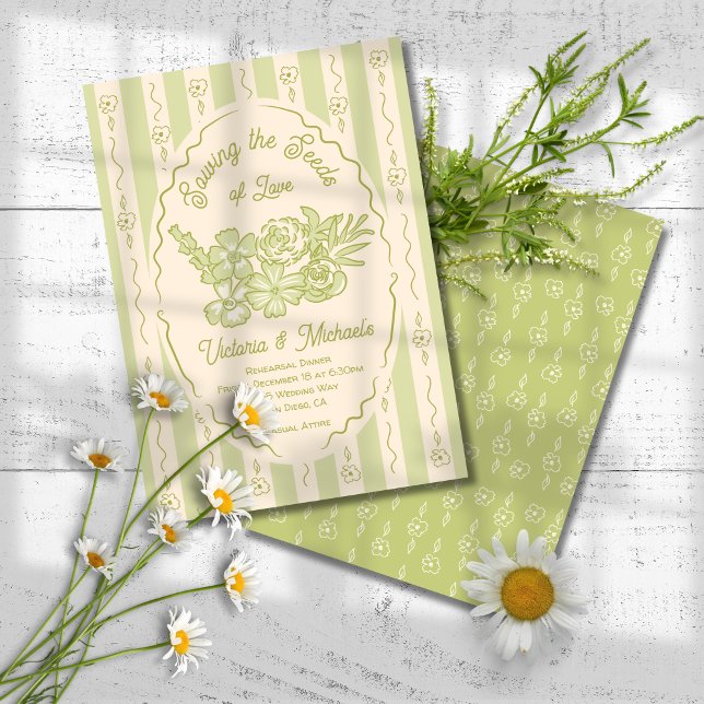 Wildflower Seed Packet Hand Drawn Rehearsal Dinner Invitation (Creator Uploaded)