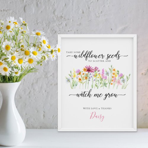 Wildflower Seeds Watch me Grow Baby Shower Favors  Poster