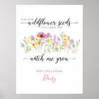 Wildflower Seeds Watch me Grow Baby Shower Favors  Poster