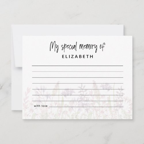 Wildflower Share a Memory Funeral Attendance Card