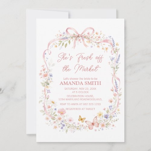 Wildflower She's Fresh Off the Bridal Shower  Invitation