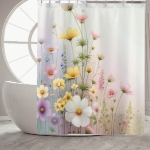 Wildflower Shower Curtain Botanical Bathroom Decor