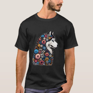 Wildflower Siberian Husky Dog Puppy Lover Girl Flo T-Shirt