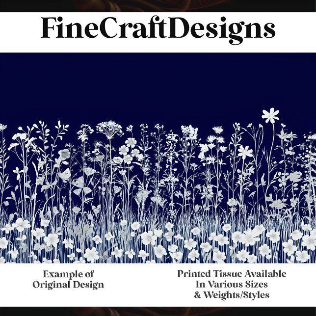 Wildflower Silhouette Midnight Blue J4 Decoupage  Tissue Paper (Creator Uploaded)