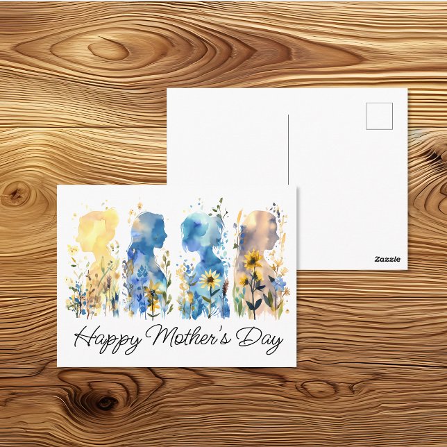 Wildflower Silhouette Mother's Day  Postcard (Creator Uploaded)