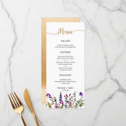 Wildflower Simple 3 course wedding menu