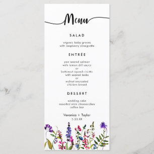 Wildflower Simple 3 course wedding menu