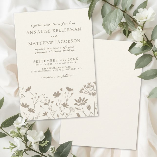 Wildflower Simple Minimalist Floral Wedding Invitation (Wildflower Simple Minimalist Floral Wedding Invitation)