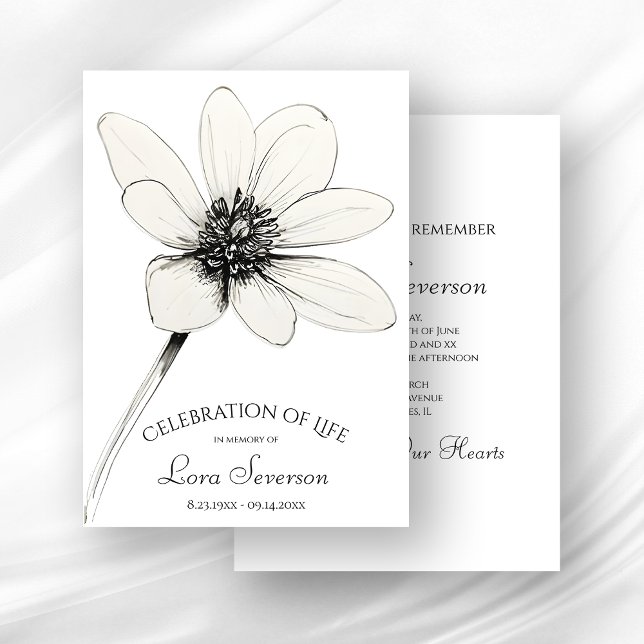 Wildflower Sketch Celebration of Life Invitation (Creator Uploaded)