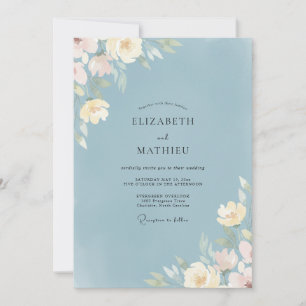 Wildflower Slate Yellow Painted Wedding Invitation