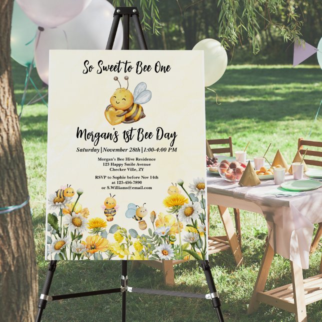 Wildflower So Sweet Bee One 1st Bee Day Birthday Foam Board (Creator Uploaded)