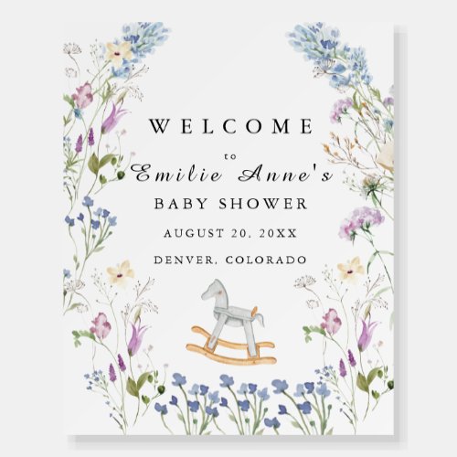 Wildflower Soft Print Baby Shower Welcome Sign