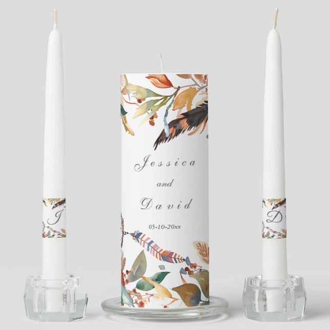 Wildflower Spirit Boho Wedding Unity Candle Set (Front)