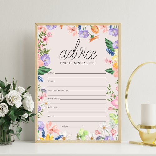 Wildflower Spring Baby Advice Writing Card Sign