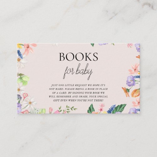 Wildflower Spring Baby shower Books For Baby Enclosure Card